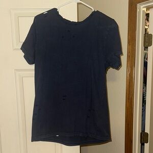 COPY - Women's Navy Blue Distressed Top